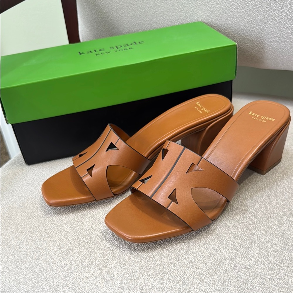 Kate Spade Brown Leather Mules with Minimalist Design